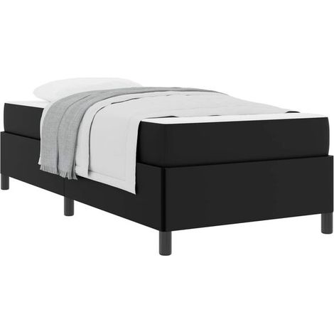 Cadre de lit en tissu noir (matelas inclus), dimensions 80 x 200 cm (1/5)