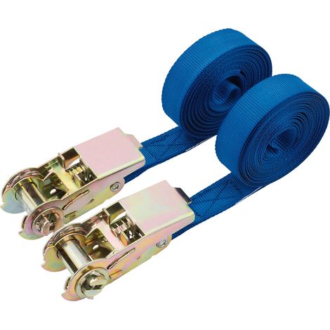 Draper 4.5M (250kg) Ratcheting Tie Down Strap Set – 2 Pack, Heavy-Duty 25mm Cargo Straps with Secure Ratchet Mechanism (1/5)