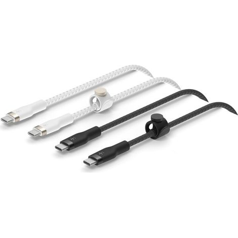 belkin Cable trenzado de silicona USB-C negro blanco pack 2