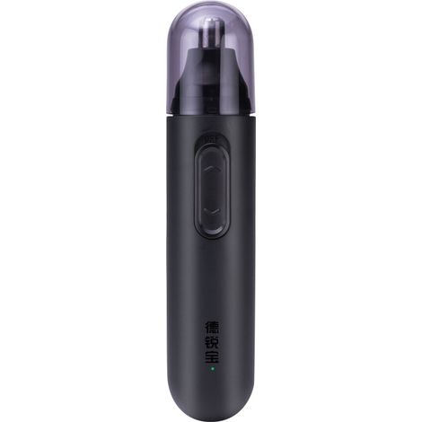 Recortadora de vello nasal universal, recortadora de cejas 2 en 1, con cuchilla doble reemplazable, recargable por USB (negra). (1/5)