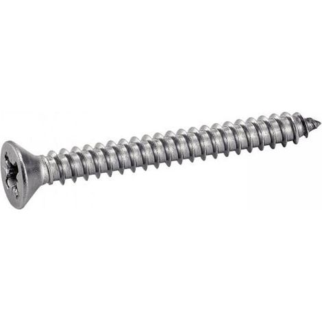 200 Vis à Tôle Tête Fraisée Pozidriv 5.5 x 60 mm - DIN 7982 - ISO 7050 - NFE25-656 - UNI 6955 - Inox A4 - D-Work