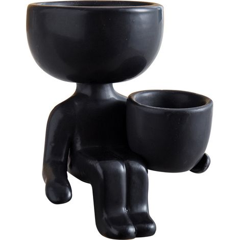 1 Pot de fleurs, céramique, design humanoïde assis, pour succulentes, maison bureau (1/5)