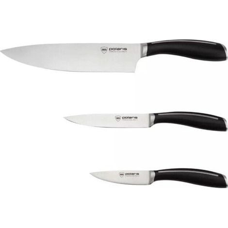 Polaris Solid-3SS Set aus 3 ergonomischen schwarzen Messern