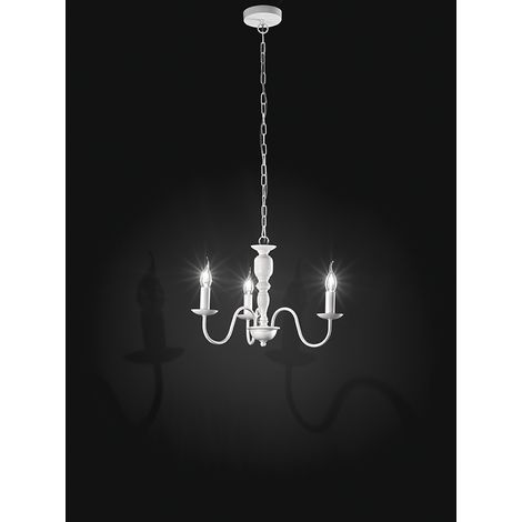 Lustre À Suspension En Métal Verni Blanc, Culot 3Xe14 Max 40W, Design Moderne Et Réglable, Diamètre 47 Cm - Perenz, Luminaire Pour Intérieur.