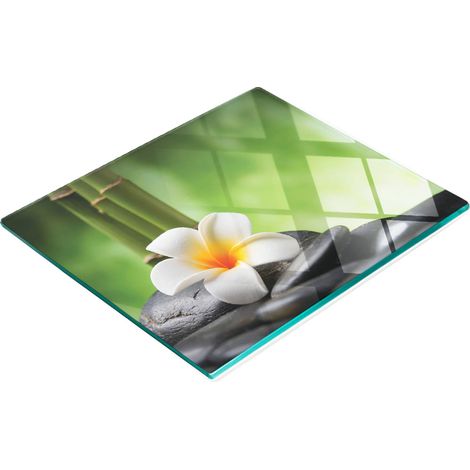 Tabla de cortar de cristal para cocina con decoración floral tipo spa, 60x52 cm (1/5)