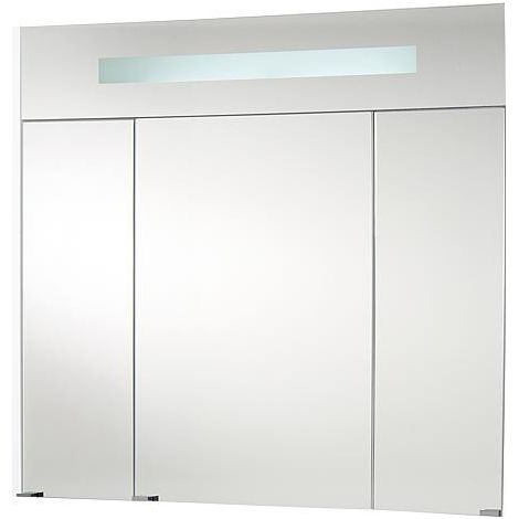 Armoire à glace + eclairage en visiere Blanc brillant - 3 portes 850x750x188 mm (1/5)