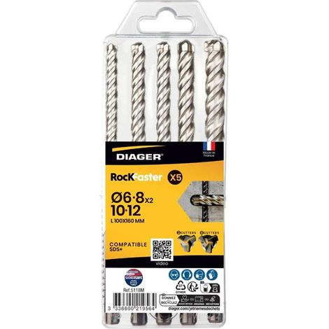 Foret Beton Sds+ Rockfaster (Coffret De 5) Diager