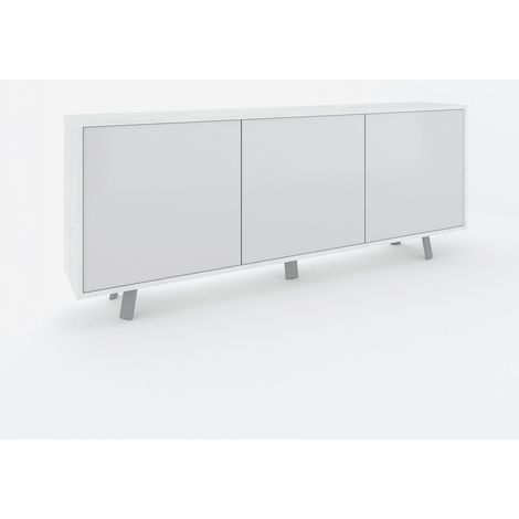 Madia buffet 3 ante design moderna Velbruk - Bianco - Bianco Lucido