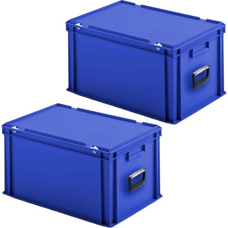 BRB Lot de 2 valises Euro avec 1 poignée de transport par face avant, 600 x 400 x 330 mm, bleu (1/3)