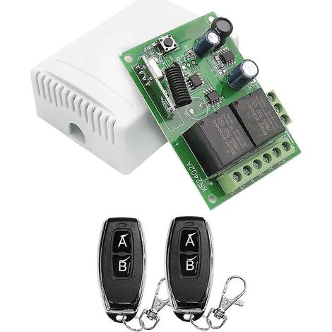 Module relais sans fil 2 canaux avec télécommande 433 MHz