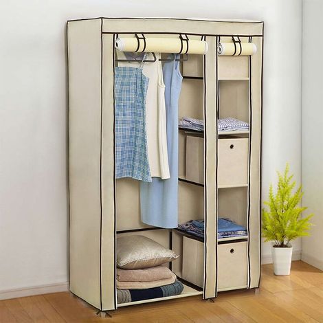 Armoire de Rangement - Dressing Penderie en Tissu Intissé - Garderobe Pliante XL avec 6 Cases - Vêtements Chambre Adulte Enfant - Type 2