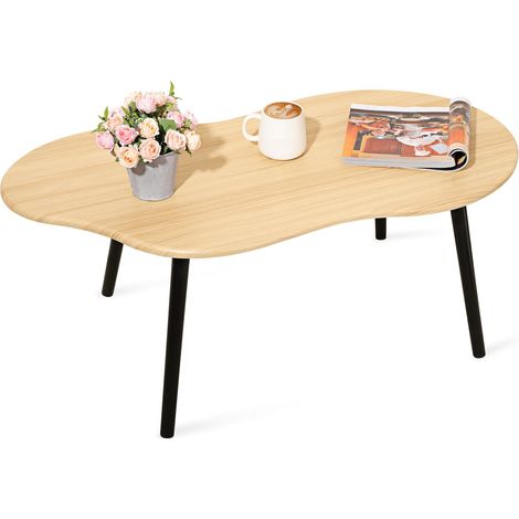 Petite Table Basse En Forme De Nuage, Table D'Appoint Moderne En Bois Naturel, Taille 100 X 50 X 42 Cm, Couleur Noyer, Pour Salon Et Petits Espaces (1/5)
