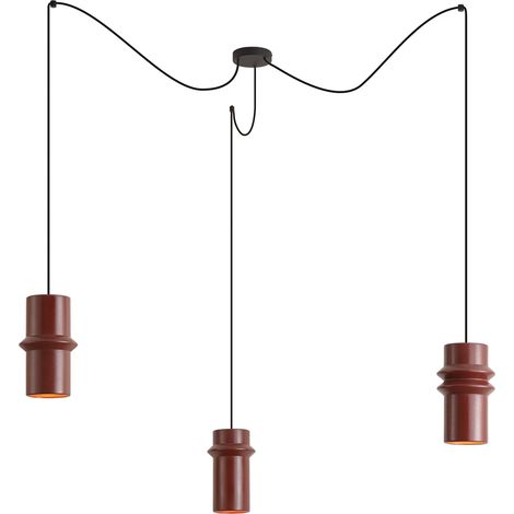 QAZQA Retro Pendant Lamp Red with Black 3-Lights - Monti (1/5)