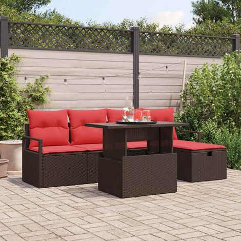 Set Divano da Giardino con cuscino 6 pcs Marrone Poly Rattan vidaXL (1/5)