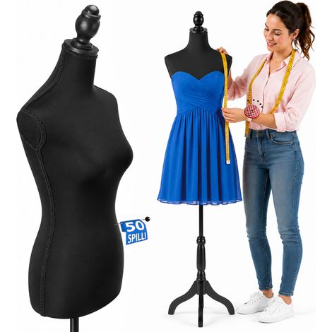 Manichino Sartoriale Femminile con 50 Spilli Modello Total Black Sartoria Donna (1/5)
