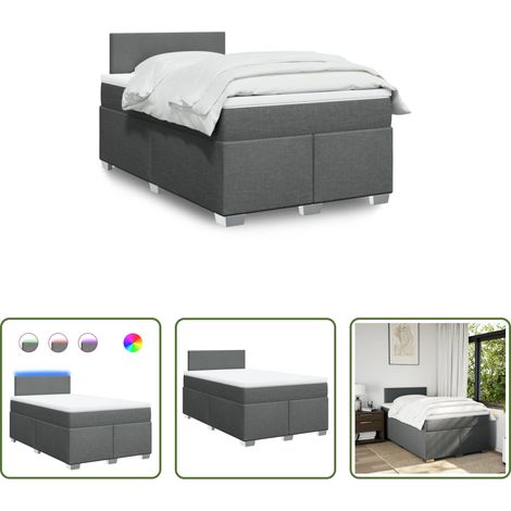 vidaXL Surmatelas - Sommier à lattes de lit avec matelas gris foncé 120x190cm tissu (1/5)
