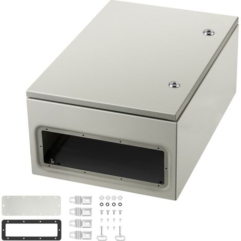 Mophorn Caja eléctrica para interior y exterior de acero NEMA 4X, 24 x 16 x 10 in, resistente al agua IP66, placa de montaje, color gris (1/5)