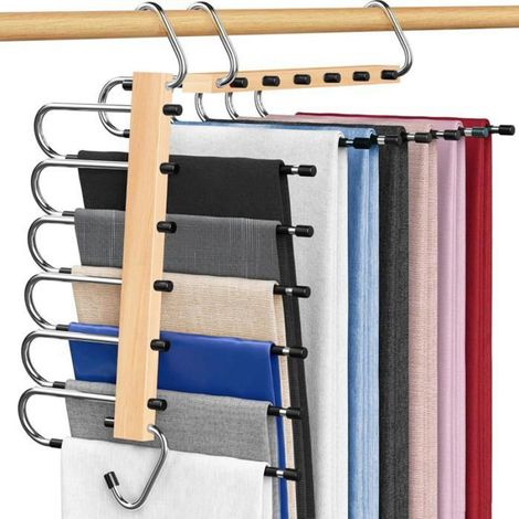 Cintres pliables en bois - - Lot de 2 pièces - Peu encombrants - Pliables - Antidérapants - Multifonctionnels (1/5)