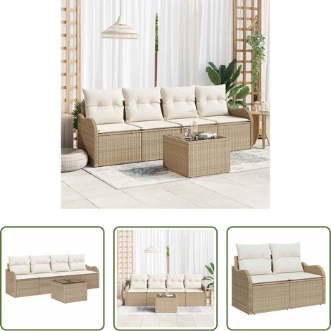 Terrassensofa - Gartensofa-set Beige Poly-Rattan (1/5)