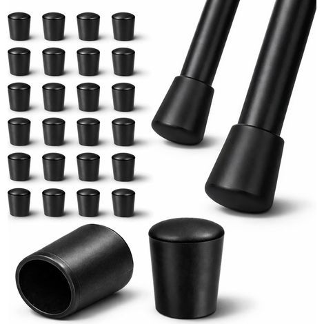 16 - Embout Rond - Caoutchouc Noir - Protection Tube 20 mm - Finition Pied Chaise Usage Intensif - Noir - 20 mm (1/5)