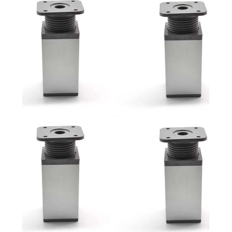 Cyclingcolors – Pieds de meuble ajustables 4x 40x40mm – En plastique chromé poli – Hauteur 60mm – Capacité 40kg – À visser pour meubles TV et canapés