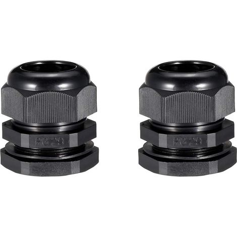 sourcing map PG29 Presse-étoupe Câble Glande Imperméable Plastique Joint Réglable Contre-écrou Noir pour 16mm-25mm Diamètre Câble Fil 2Pcs (1/5)