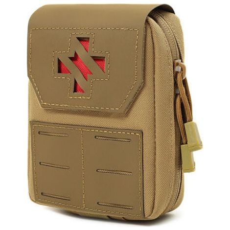 Trousse de premiers secours tactique – Trousse de premiers secours et IFAK détachable Compatible Molle Nylon 1000D Fermeture par anneau en D (protection contre la boue) (1/3)