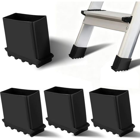 Lot de 4 pieds en caoutchouc pour échelles - Antidérapant - 25 x 55 mm - Capuchons de protection universels pour tubes carrés - Capuchons de pieds résistants à l'usure pour échelle en aluminium et (1/5)