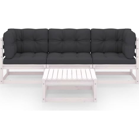 Salon de jardin 4 pcs Contemporain, Ensemble repas de jardin, avec coussins Bois de pin massif OIB9544E (1/5)