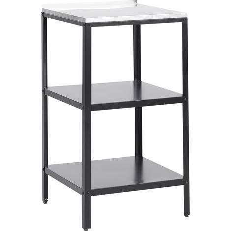 Cocina exterior de metal negro plateado 50 cm isla acero inoxidable 2 estantes Vilama