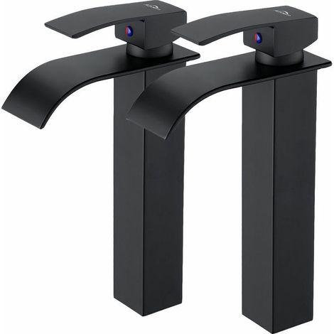 KZQ – Robinet de salle de bain cascade moderne en laiton noir – Mitigeur à levier unique – Hauteur du bec 273 mm – Connexion G 3/8 (1/5)