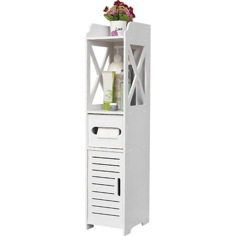 Meuble Bas de Salle de Bain Armoire de Toilette Meuble Colonne pour Salle de Bain 80x20x15cm Blanc (1/5)