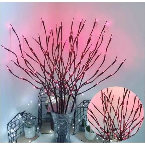 20 branches lumineuses LED, roses, pliables, décoration intérieure et extérieure (1/4)