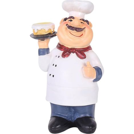 Sculpture de Chef Pâtissier Créative en Résine Blanche, Ornement Portable et Résistant pour Décoration de Table Anniversaire, Café ou Maison (1/5)