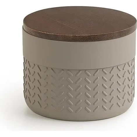 Contenitore organizer Thea in resina e bambù 7,3 x 9,5 x 9,5 cm grigio/naturale (1/2)