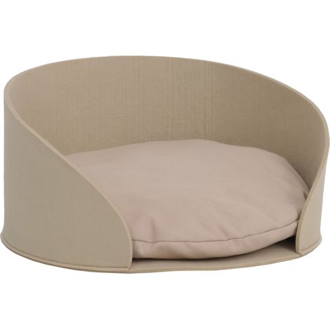 [NEUWERTIG] Tierbett HHG-791 für Hunde/Katzen, rund mit Kissen, Schlafkorb, Haustierliege, Filz Ø39cm beige