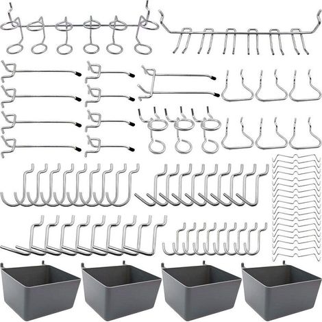 Porte-outils de Crochets pour Panneaux Perforés avec Bacs, Verrous à Chevilles, pour Organiser Divers Outils, 80 pièces, Ensoleillé (1/5)