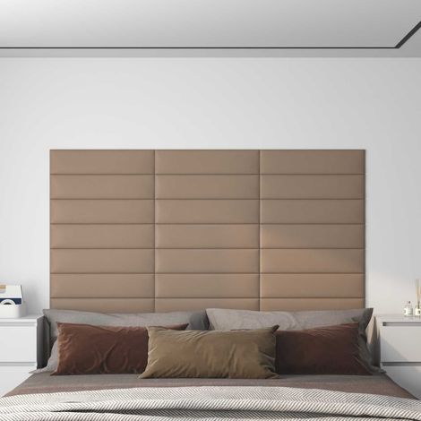 Wandkopfteilen 12 pcs Cappuccino 60 x 15 cm Stoff