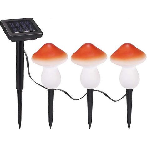 Guirlande lumineuse solaire champignon d'extérieur - Étanche, 9 LED - Idéale pour éclairer les allées de jardin. (1/5)
