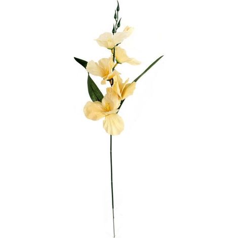 Gladiolo artificiale color crema, 55 cm, con foglie di alta qualità (1/3)