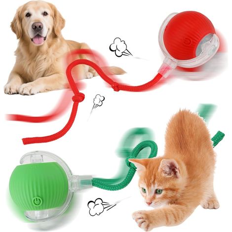 2-teiliges interaktives Spielzeugset für Katzen und Hunde (Rot + Grün), USB-aufladbar (1/5)
