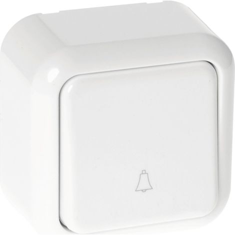 Bouton de sonnette blanc antique 6x6x3 cm