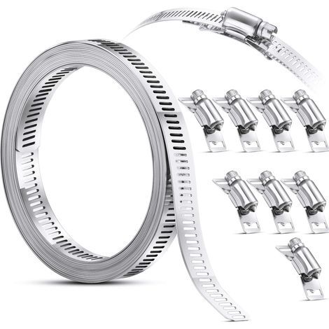 Abrazaderas de sujeción para tuberías, abrazadera de acero con tornillo sin fin, abrazadera con elementos de fijación, abrazaderas de acero inoxidable 304, abrazadera de sujeción (1/5)
