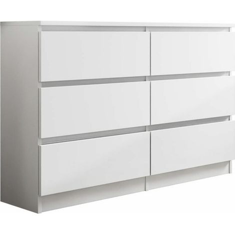 Commode Comfivo 186, Blanc, Avec tiroirs, Nombre de tiroirs: 6, 77x120x30cm (1/5)