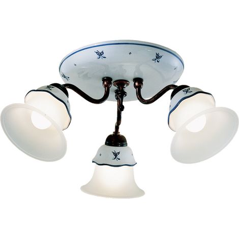 Plafoniera Classica Ferrara Metallo E Ceramica Nero Sfumato Rame 3 Luci E14 (1/5)