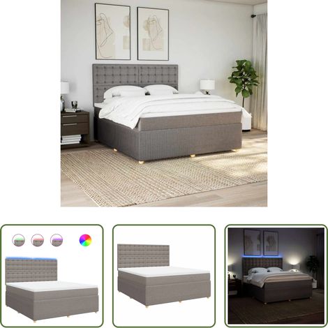 vidaXL LED-Beleuchtung - Boxspringbett mit Matratze Taupe 180x200 cm Stoff (1/5)