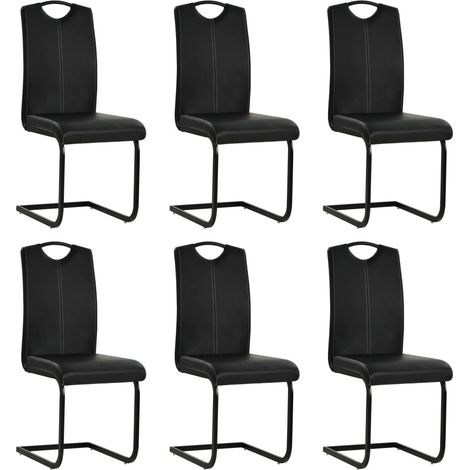 Freischwinger 6 Stk. Schwarz Kunstleder