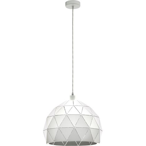 Lampadario A Sospensione Contemporaneo Roccaforte Acciaio Bianco 1 Luce E27 D40 (1/5)