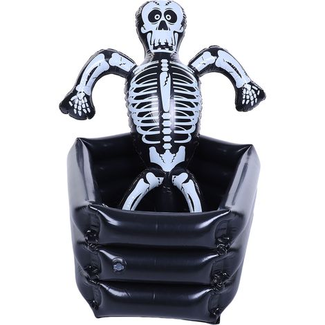 Glacière gonflable en forme de crâne pour boissons de table, réutilisable, accessoire photo et décoration pour fêtes, noire (1/5)