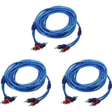 Geeignet für Autoradio-Verstärkersysteme mit 3 x 5 Metern 2RCA-zu-2RCA-Kupfergeflechtkabel